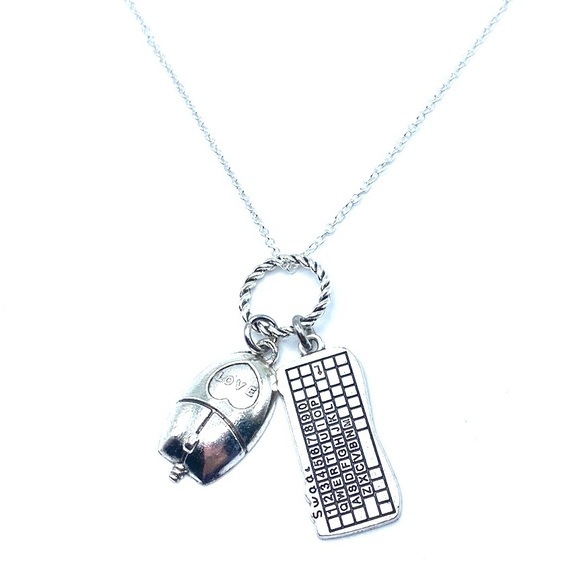Techie Charm Necklace Computer Mouse Keyboard Tech - Picture 5 of 5